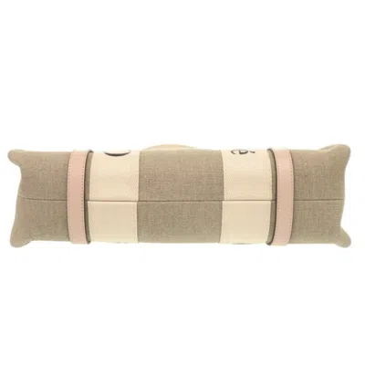 Pre-owned Chloé Beige Pink Leather Linen Handbag Tote Bag () In Multi