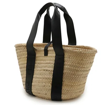 Pre-owned Chloé Black Raffia Leather Basket Shoulder Bag Tote Bag ()
