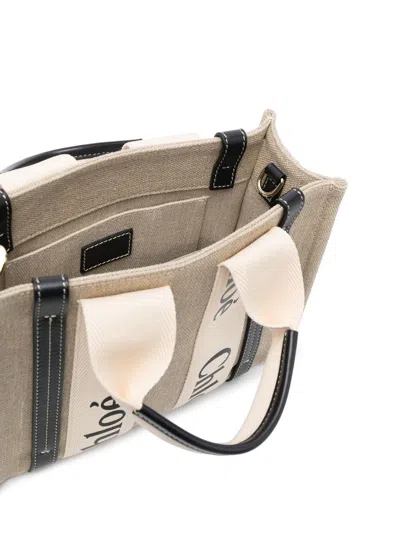 Chloé Women's Woody Mini Linen Tote Bag In Blue