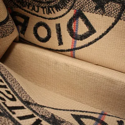 Pre-owned Dior Christian  Black Brown Multi-color Raffia Tote Bag ()