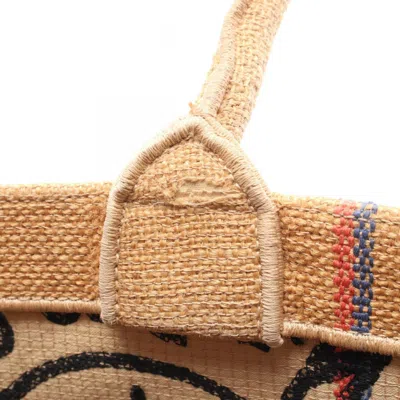 Pre-owned Dior Christian  Black Brown Multi-color Raffia Tote Bag ()