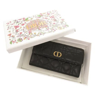 Pre-owned Dior Christian  Black Leather Long Wallet (bi-fold) ()