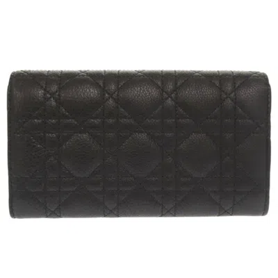 Pre-owned Dior Christian  Black Leather Long Wallet (bi-fold) ()