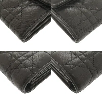 Pre-owned Dior Christian  Black Leather Long Wallet (bi-fold) ()