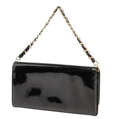 Pre-owned Dior Christian  Black Patent Leather Chain/shoulder Wallet ()