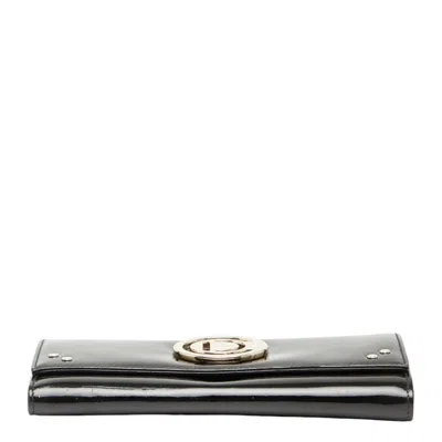Pre-owned Dior Christian  Black Patent Leather Chain/shoulder Wallet ()