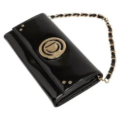 Pre-owned Dior Christian  Black Patent Leather Chain/shoulder Wallet ()
