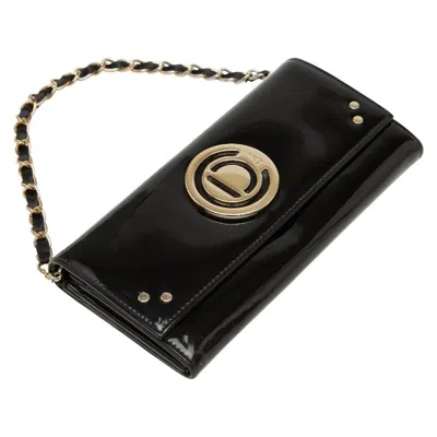 Pre-owned Dior Christian  Black Patent Leather Chain/shoulder Wallet ()