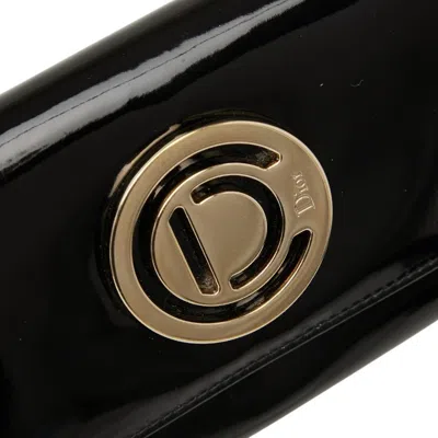 Pre-owned Dior Christian  Black Patent Leather Chain/shoulder Wallet ()