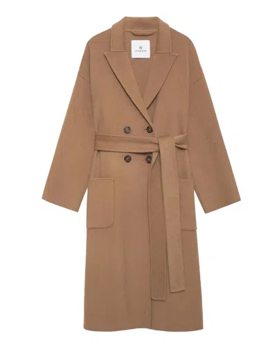 Anine Bing Womens Brown Dylan Double-breasted Relaxed-fit Wool And Cashmere Coat