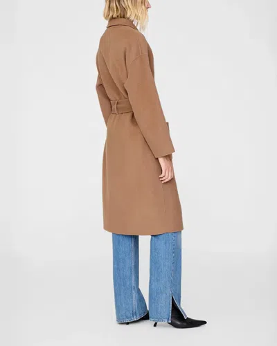 Anine Bing Womens Brown Dylan Double-breasted Relaxed-fit Wool And Cashmere Coat