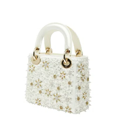 Pre-owned Dior Christian  Lady  White Silk Handbag Shoulder Bag ()