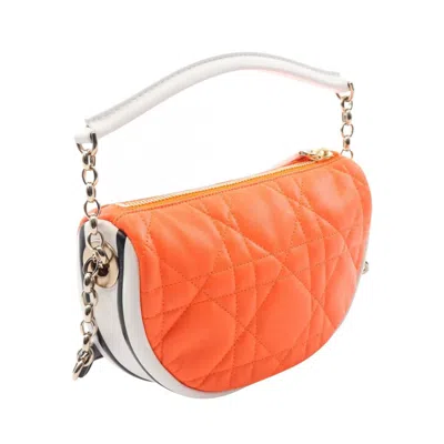Pre-owned Dior Christian  Orange White Leather Shoulder Bag ()