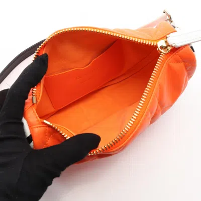 Pre-owned Dior Christian  Orange White Leather Shoulder Bag ()