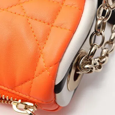 Pre-owned Dior Christian  Orange White Leather Shoulder Bag ()