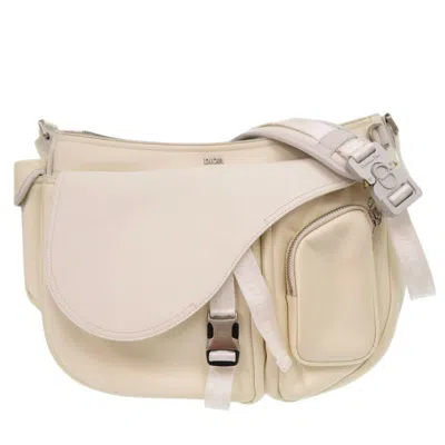Pre-owned Dior Christian  White Leather Nylon Shoulder Bag ()