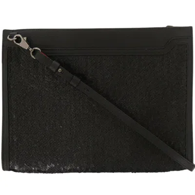 Pre-owned Christian Louboutin Black Leather Spangles Pouch Shoulder Bag ()