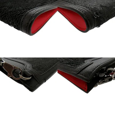 Pre-owned Christian Louboutin Black Leather Spangles Pouch Shoulder Bag ()
