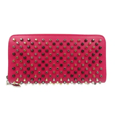 Pre-owned Christian Louboutin Pink Red Color Leather Long Wallet (bi-fold) () In Multi