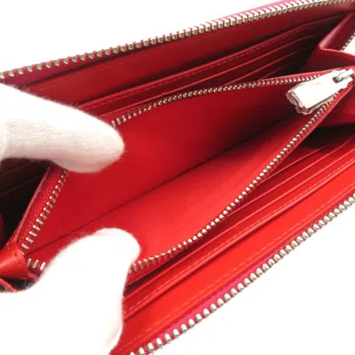 Pre-owned Christian Louboutin Pink Red Color Leather Long Wallet (bi-fold) () In Multi
