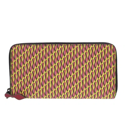 Pre-owned Christian Louboutin Pink Yellow Pvc Leather Long Wallet (bi-fold) ()