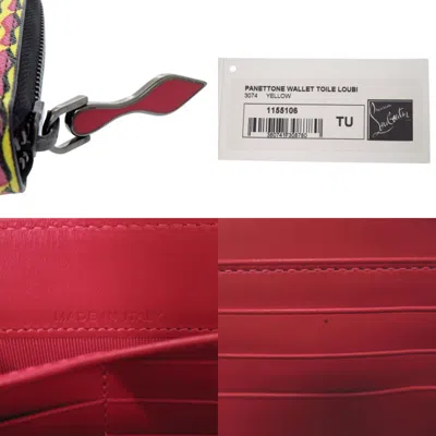 Pre-owned Christian Louboutin Pink Yellow Pvc Leather Long Wallet (bi-fold) ()