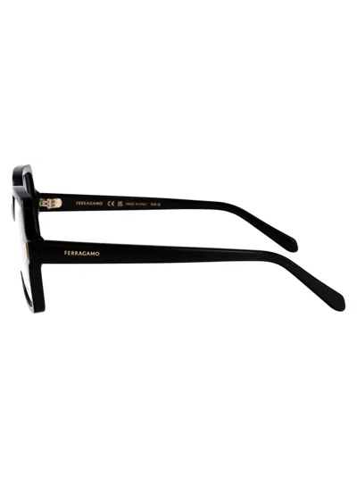 Ferragamo Black Acetate Glasses In Black