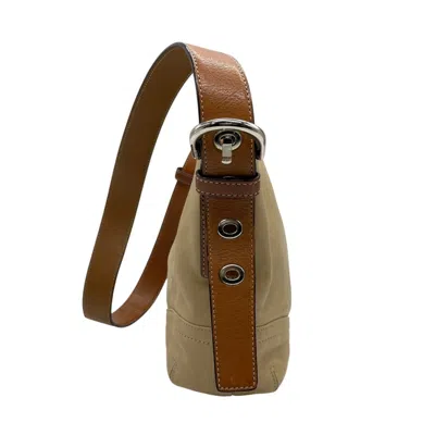Pre-owned Coach Beige Leather Shoulder Bag () In Sand