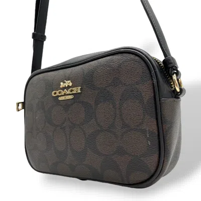 Pre-owned Coach Black Brown Signature Line Shoulder Bag () In Multi