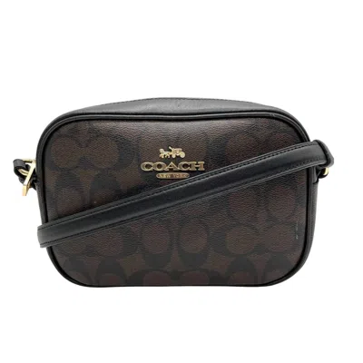 Pre-owned Coach Black Brown Signature Line Shoulder Bag () In Multi