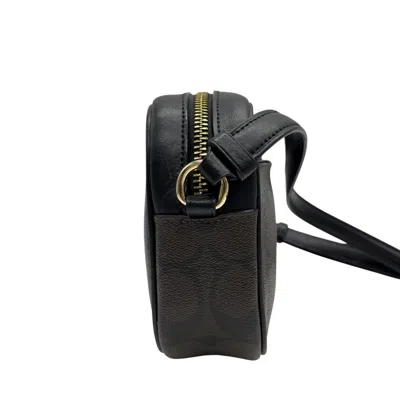 Pre-owned Coach Black Brown Signature Line Shoulder Bag () In Multi