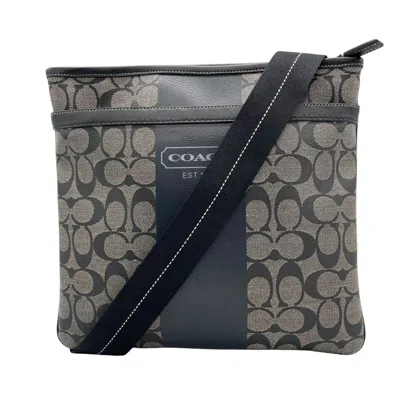 Pre-owned Coach Black Gray Signature Line Shoulder Bag () In Multi