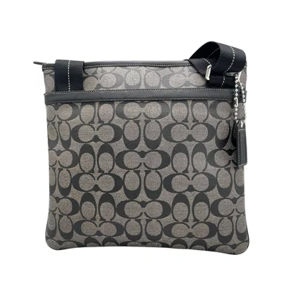 Pre-owned Coach Black Gray Signature Line Shoulder Bag () In Multi