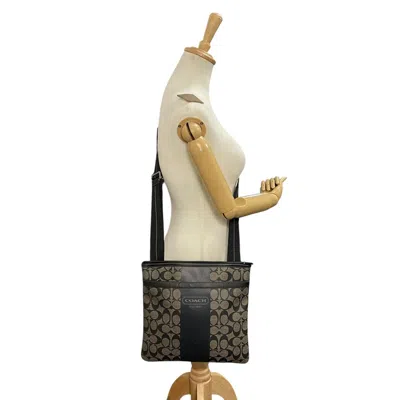 Pre-owned Coach Black Gray Signature Line Shoulder Bag () In Multi
