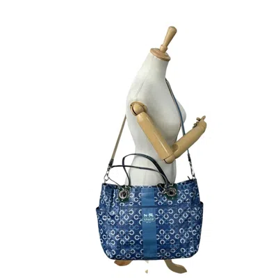 Pre-owned Coach Blue Navy Signature Line Shoulder Bag Tote Bag ()