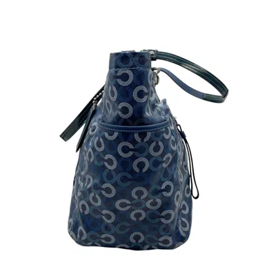 Pre-owned Coach Blue Navy Signature Line Shoulder Bag Tote Bag ()