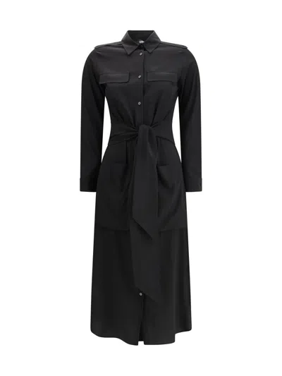 Ella Black Silk Casual Dress In Black
