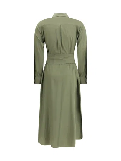 Ella Green Silk Casual Dress In Blue