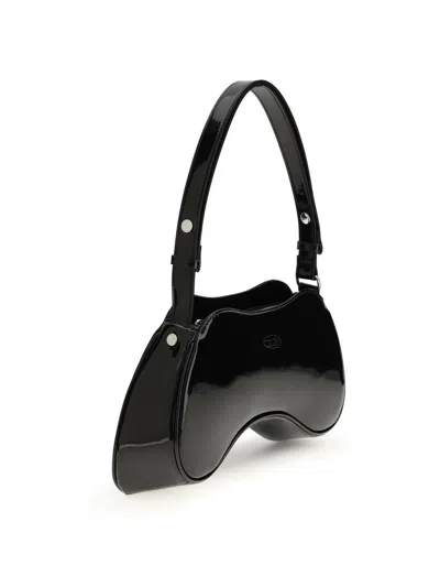 Diesel Play-glossy Shoulder Bag In Black