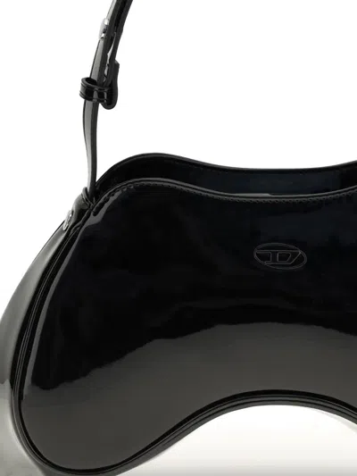 Diesel Play-glossy Shoulder Bag In Black