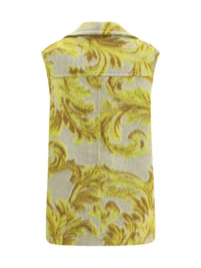 Etro Floral-jacquard Toggle Waistcoat In Brown