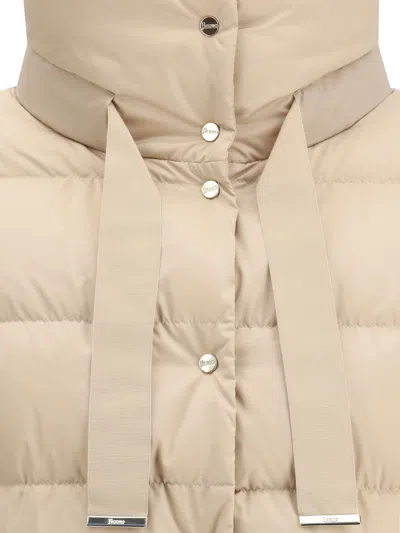 Herno Multicolor Polyester Coat In Brown