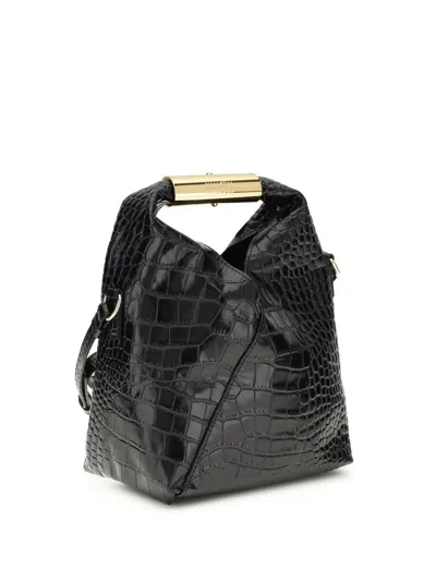 Mm6 Maison Margiela Black Calf Leather Bos Taurus Handbag In Black