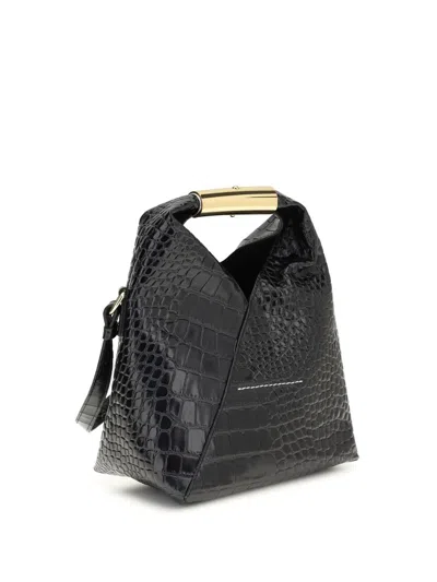 Mm6 Maison Margiela Black Calf Leather Bos Taurus Handbag In Black