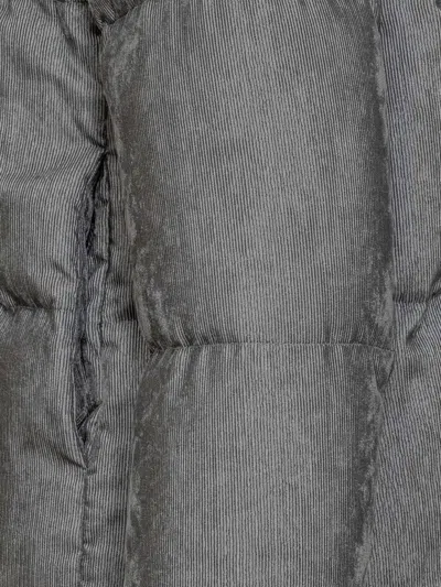 Herno Corduroy Blend Puffer Jacket With High Collar And Lurex Detail In Gray