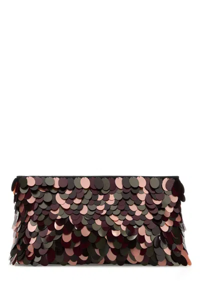 Dries Van Noten Rectangular Sequin Embellished Evening Clutch In Burgundy