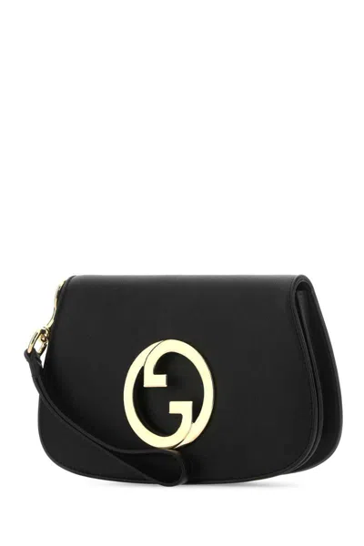 Gucci Leather Blondie Clutch Wrist Strap In Black