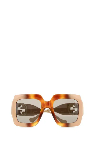 Gucci Square Frame Acetate Sunglasses With Tinted Lenses In Brown
