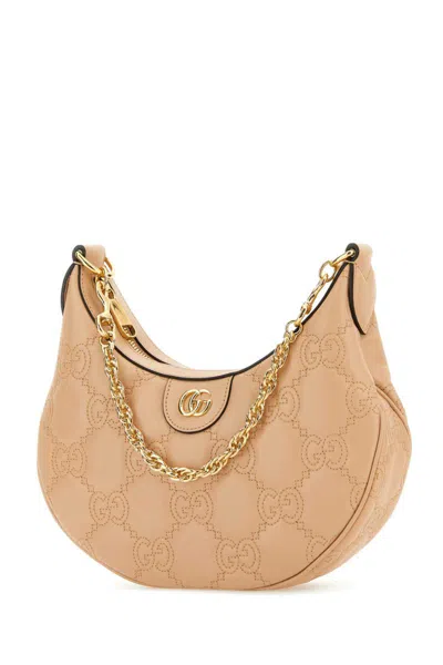 Gucci Women Powder Pink Leather Small Lion Gg Handbag In Neutral