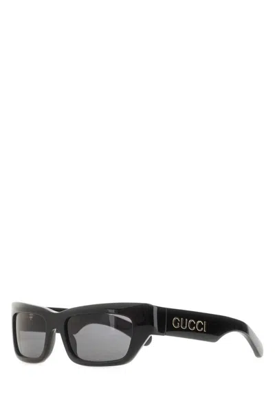 Gucci Men Black Acetate Sunglasses In Black